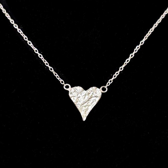FNUE Jewelry Jewelry - NEW - Handmade in NYC Reticulated Heart Necklace .925 Sterling Silver